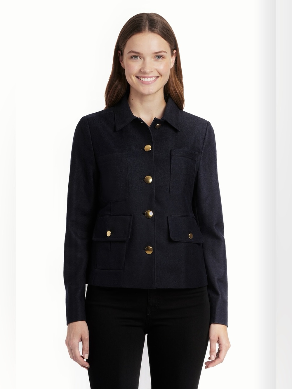 Chanel Utility Chore Barn Coat Jacket Black Small Micro Suede